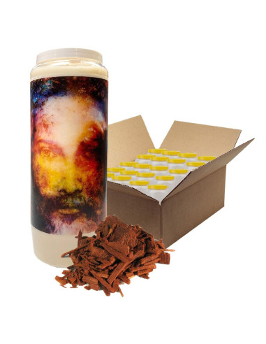Vela de novena de Jesús moderno aroma a sándalo - caja de 20 piezas