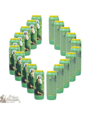 Bougie de neuvaine verte à Saint Jude - carton 20 pièces