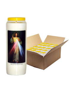 Vela de novena al Cristo Misericordioso - caja de 20 piezas