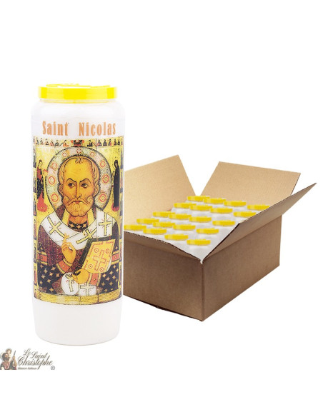 Vela de novena para San Nicolás modelo 1 - caja de 20 piezas