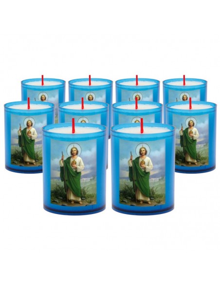 Velas de noche azules con San Judas - 10 piezas
