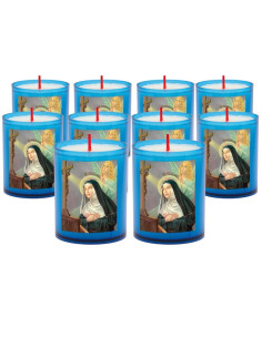 Blaue Nachtkerzen mit der Heiligen Rita - 10 Stück