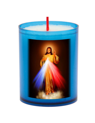 Bougies Veilleuses bleues au Christ Miséricordieux - 10 pièces