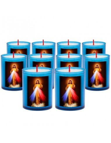 Blue Christ the Merciful Nightlight Candles - 10 pieces