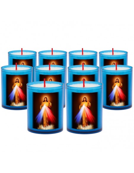 Blue Christ the Merciful Nightlight Candles - 10 pieces