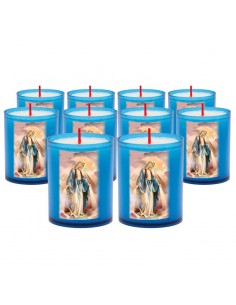 Velas de noche azules de la Virgen Milagrosa - 10 piezas