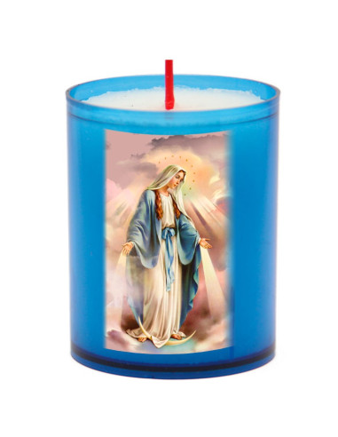 Velas de noche azules de la Virgen Milagrosa - 10 piezas