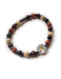 Bracelet en bois hématites dizaine Vierge de Banneux