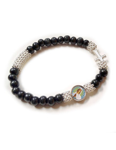 Pulsera Rosario en madera elástica Virgen de Banneux