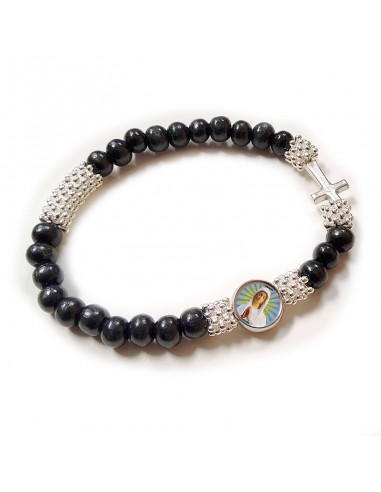Bracciale rosario in legno elastico Madonna di Banneux