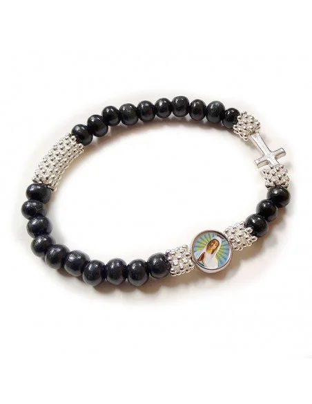 Bracelet dizaine en bois élastique Vierge de Banneux