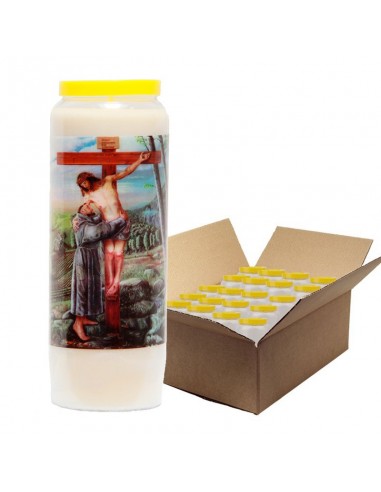 Novena candle to Christ on the Cross multilingual - box of 20 pieces