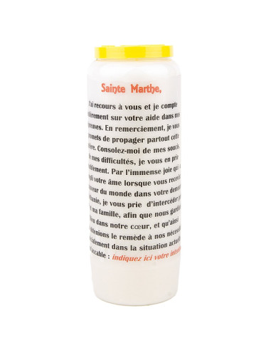 Bougie de neuvaine à Sainte Marthe - carton 20 pièces