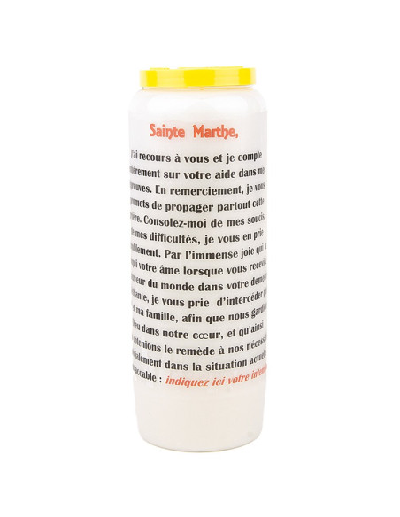 Bougie de neuvaine à Sainte Marthe - carton 20 pièces