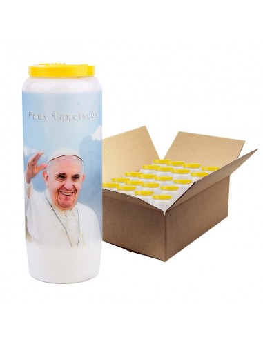 Bougie de neuvaine au Pape François 3 - carton 20 pièces