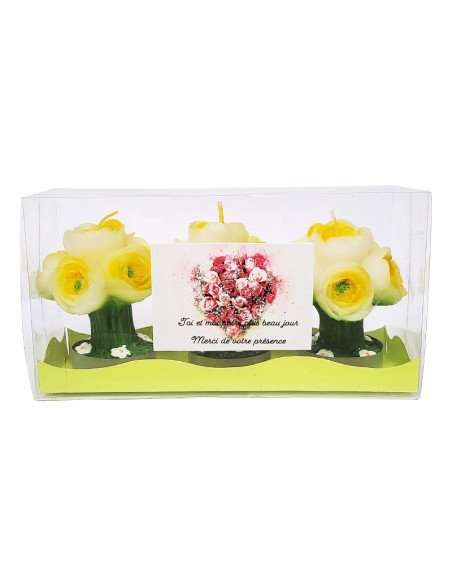 Wedding thank-you daffodil candle - 3 pieces