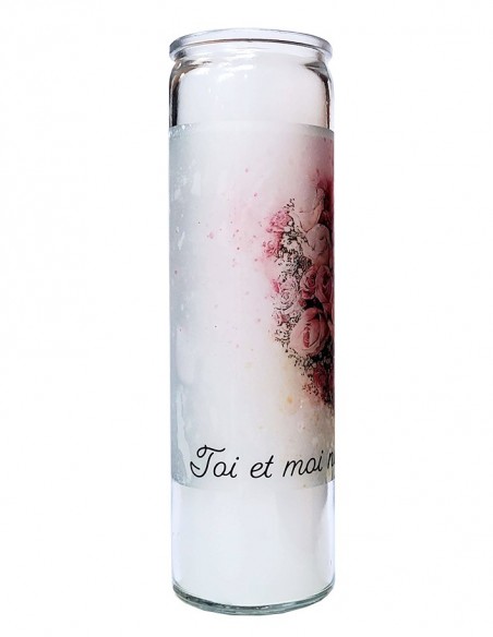 Candela nuziale in vetro 7 giorni - Bouquet