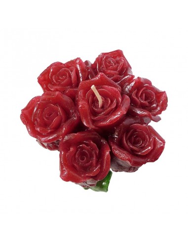 Candle with red rose flowers and Padre Pio pins - 2