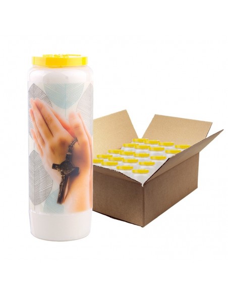 Vela de Novena con Manos Unidas - caja de 20 piezas