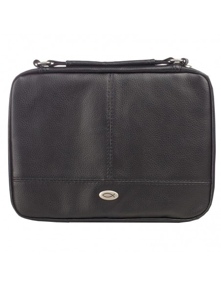 Black Bible cover with compartments - large