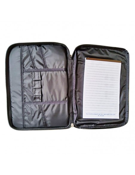 Black Bible cover with compartments - large