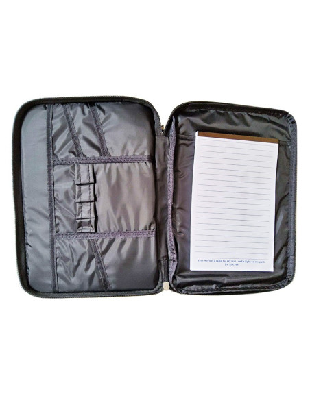 Funda biblia negra con compartimentos - grande