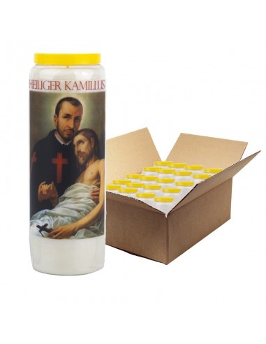 Bougie de neuvaine prière à Saint Camille - carton 20 pièces