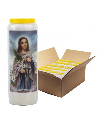 Bougie de neuvaine prière à Sainte Maria Goretti- carton 20 pièces