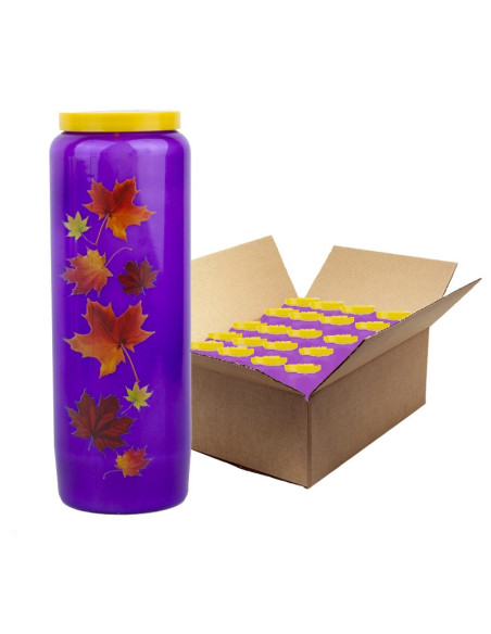Vela de novena todos los santos violeta - caja de 20 piezas
