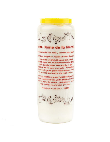 Novena candle to Our Lady of Mercy
