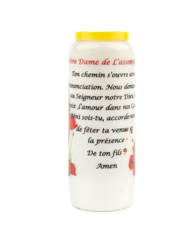 Novena candle to Our Lady of the Assumption