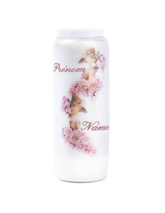 Vela de novena de Ángeles con nombre personalizable