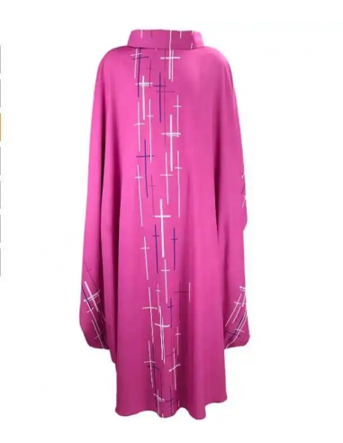 Loose-fitting modern-style mauve chasuble - polyester