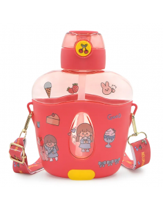 Hermetisch gesloten plastic kinderfles met stickers - 900ml