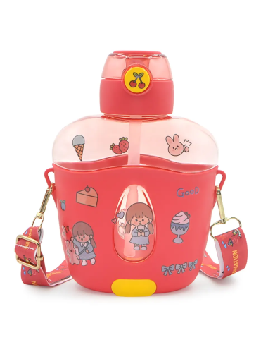 Bottiglia di plastica ermetica per bambini con adesivi - 900ml