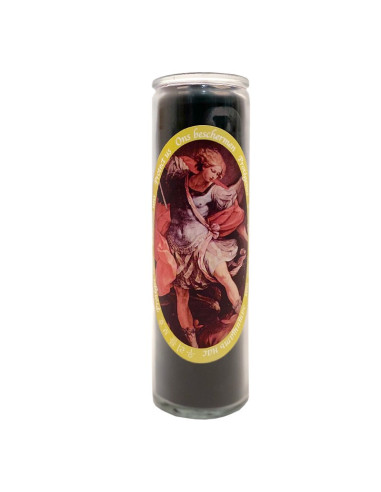 Saint Michel glass candle - black coloured in the mass
