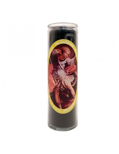 Glaskerze St. Michael - schwarz durchgefärbt