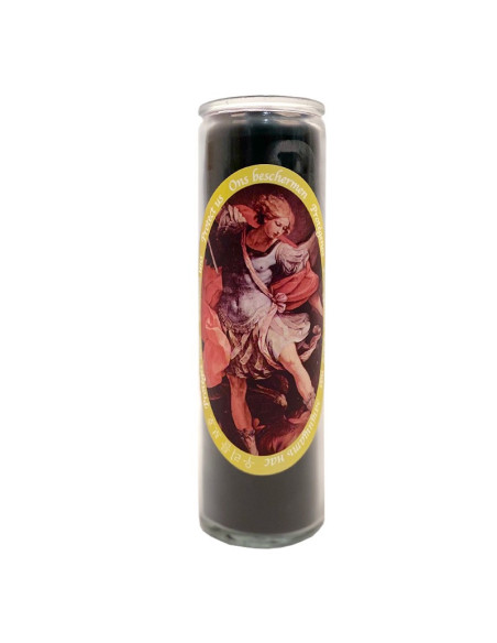Bougie en verre Saint Michel - noire colorée dans la masse