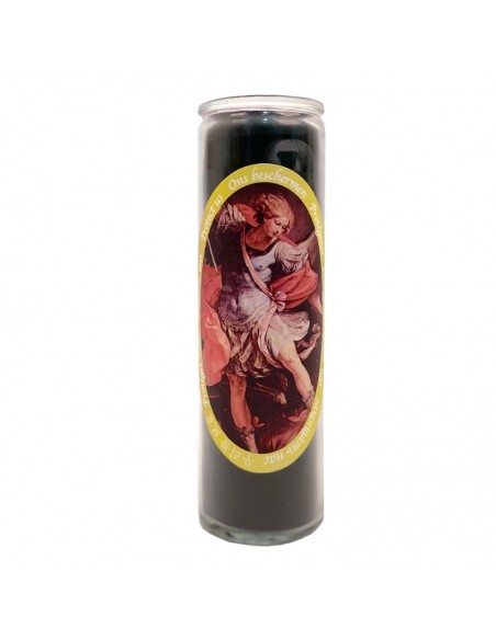 Glaskerze St. Michael - schwarz durchgefärbt