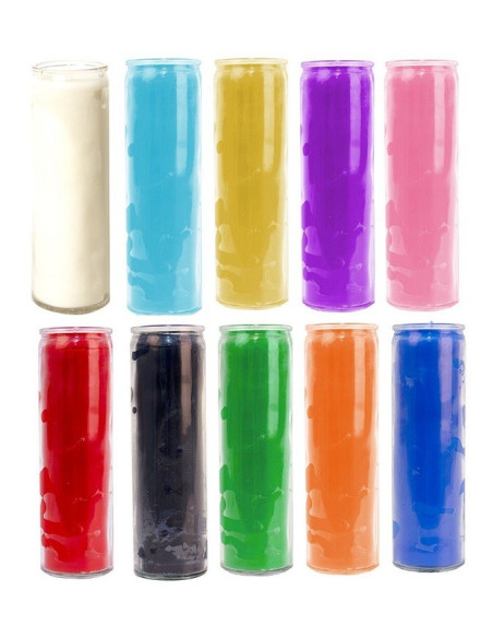 Bougies en verre colorées dans la masse lot de 10 couleurs