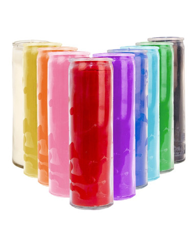 Candele in vetro, colorate nella massa, confezione da 10 colori
