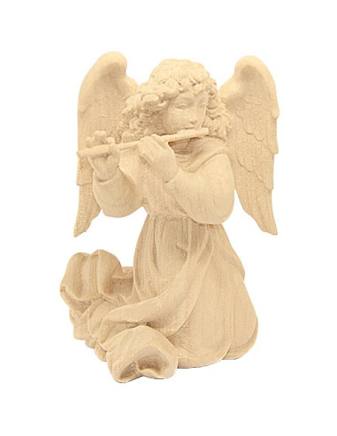 Carved natural wood angel - kneeling