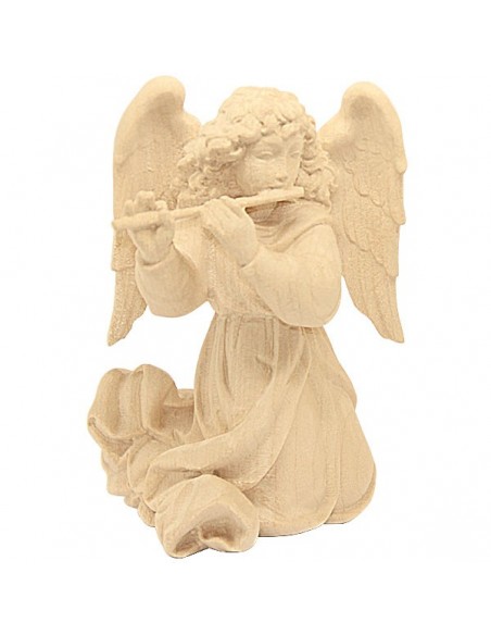 Ángel tallado en madera natural - arrodillado