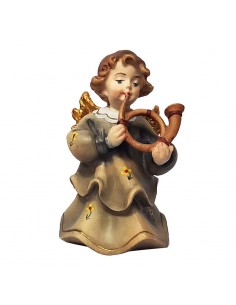 Angel in natural wood carved color - horn - 8 cm