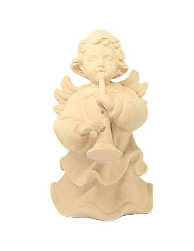 Ange en bois naturel sculpté - clarinette - 10 cm