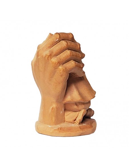 Mano in legno con bambino - 7 cm