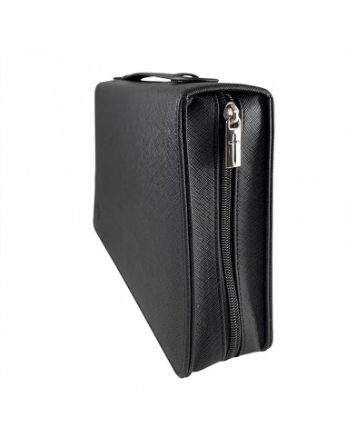 Bibelhülle aus schwarzem, strukturiertem Kunstleder - groß