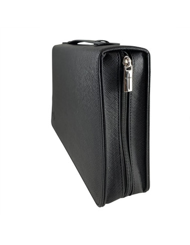 Black Textured Faux Leather Bible Cover - Large