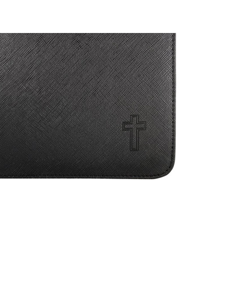 Black Textured Faux Leather Bible Cover - Large