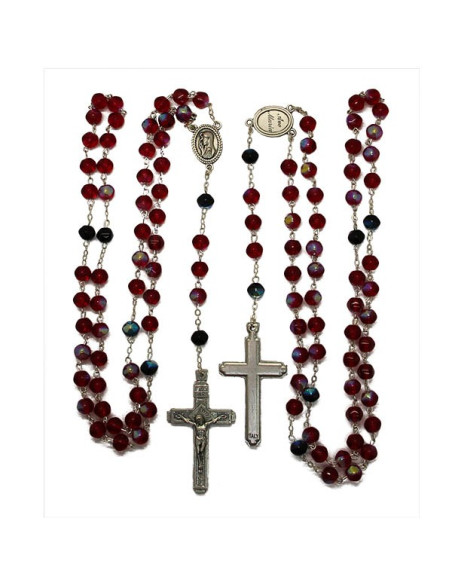 Rosenkranz Rot mehrfarbig facettierte Perlen
